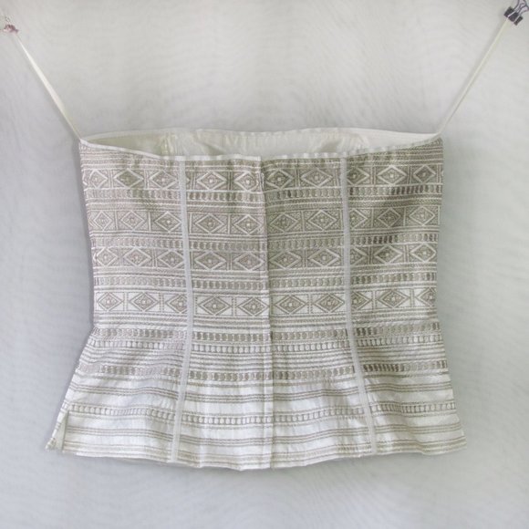 WHITE HOUSE / BLACK MARKET 6 NWT Boned Peplum Bustier w/Intricate Embroidery - Picture 2 of 6